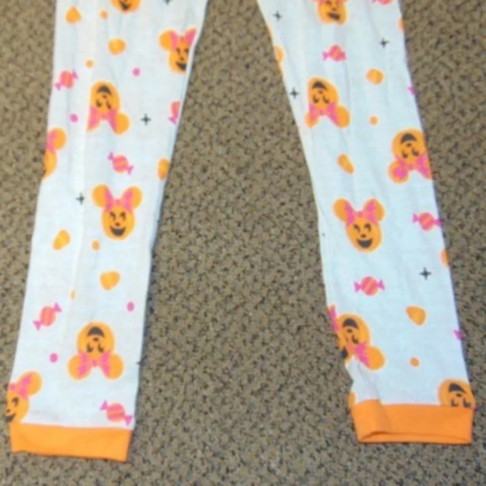 Minnie Mouse Halloween Pajamas 12 Orange White 2 Pc Shirt & Pants Girls Disney